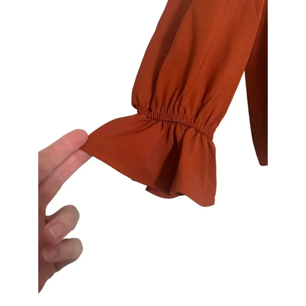 J.Crew Gathered‎ Ruffle Drapey Top in Deep Ember Size S